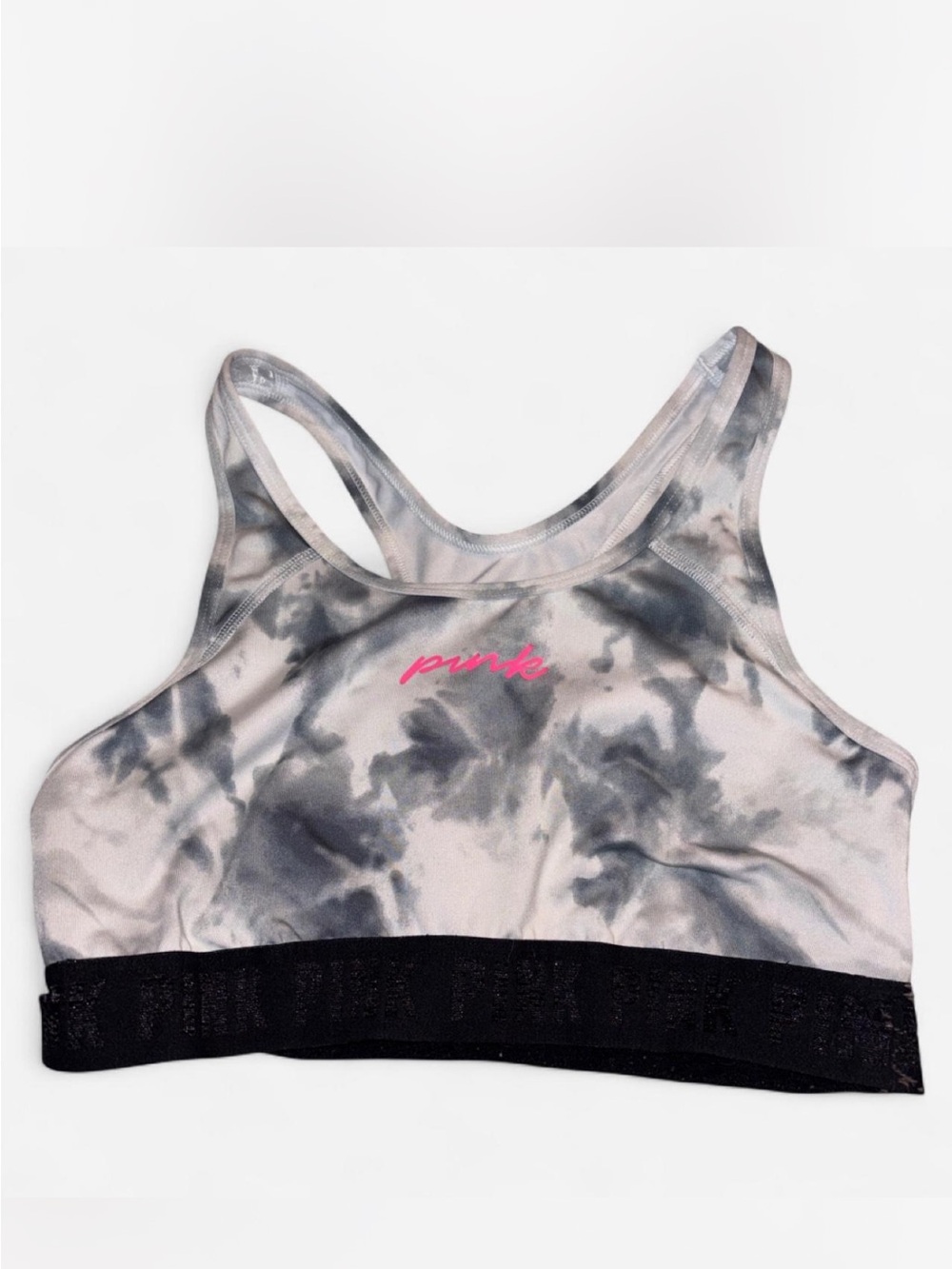 PINK Victoria's Secret Women's Tie-Dye Sports bra in Gray and Pink